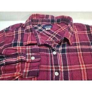 Basic Editions Womens XL Flannel‎ Plaid Long Sleeve Roll Tab Button Up Shirt